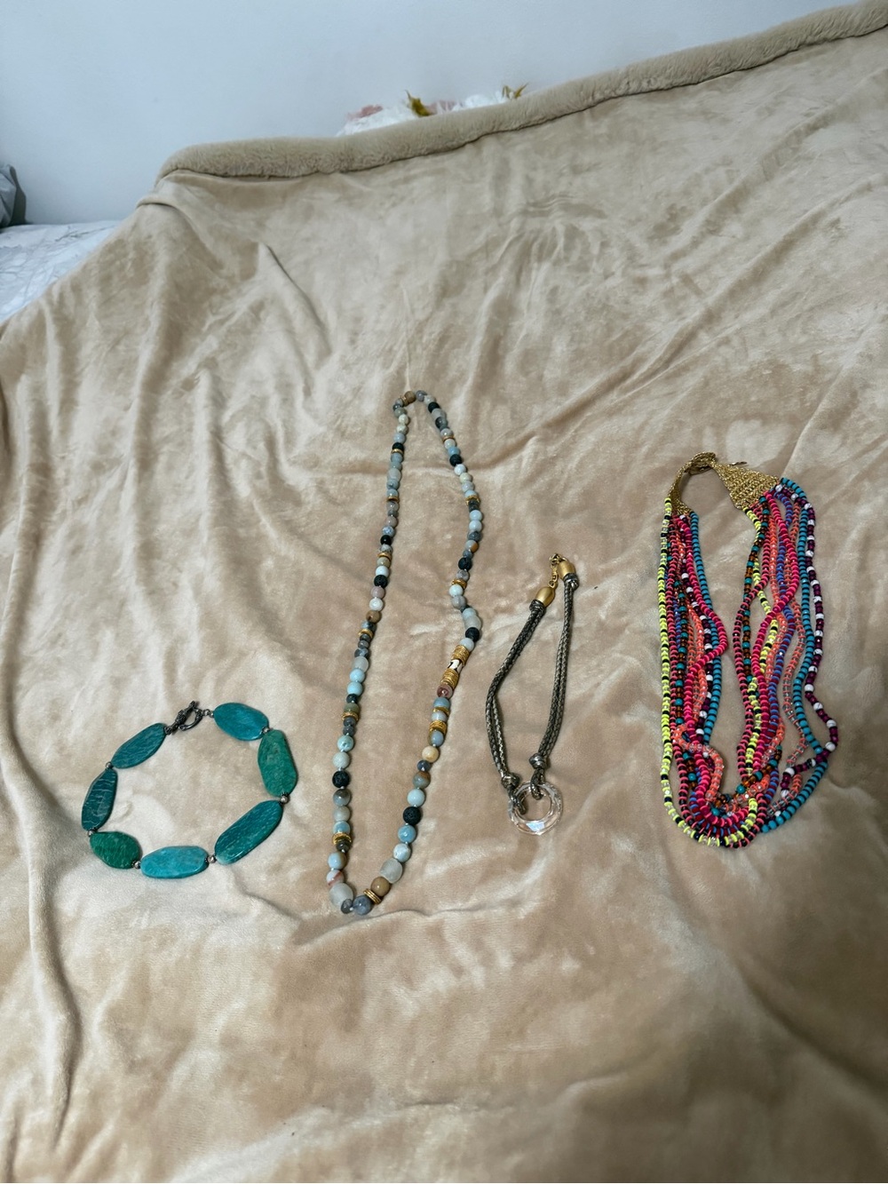 Lot of 4 Multicolor Beaded Statement Necklaces - Vibrant Colors